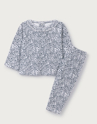 Organic Textured Cotton Blend Petunia Print Pyjamas (0–24mths)