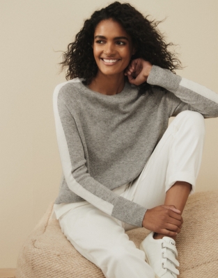 Overarm Stripe Jumper with Cashmere | Clothing Sale | The White Company UK