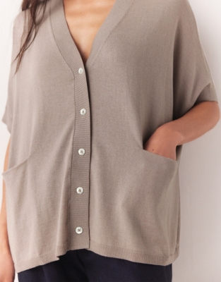 Oversized Cardigan with Recycled Cotton - Soft Gray
