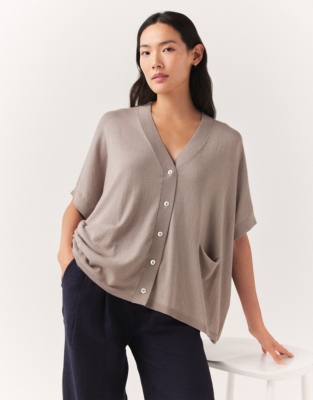 Oversized Cardigan with Recycled Cotton - Soft Gray