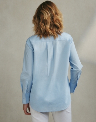 Oversized Cotton Poplin Shirt - Pale Blue