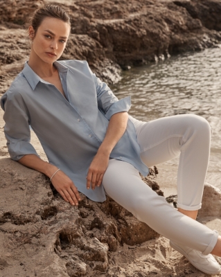 Oversized Cotton Poplin Shirt - Pale Blue