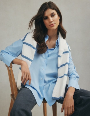 Oversized Cotton Poplin Shirt - Pale Blue