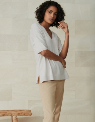 Oversized CottonRich VNeck Jumper Jumpers & Cardigans The White