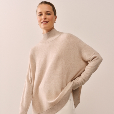 Oversized Funnel Neck Jumper with Cashmere