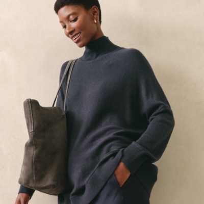 Oversized Funnel Neck Jumper with Cashmere