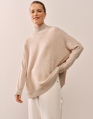 Oversized Funnel Neck Jumper with Cashmere