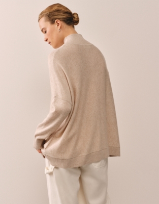 Oversized Funnel Neck Jumper with Cashmere - Soft Blush