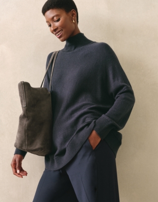 Oversized Funnel Neck Jumper with Cashmere