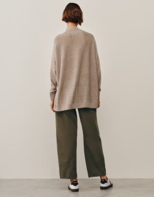 Oversized Funnel Neck Jumper with Cashmere - Hot Chocolate
