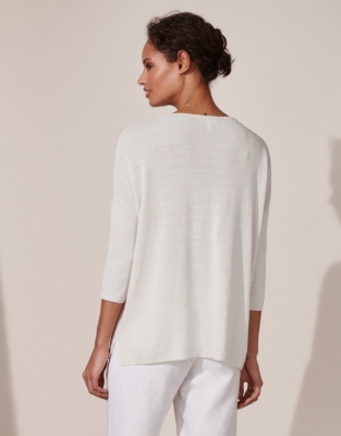 Oversized Linen-Rich V-Neck Jumper | Jumpers & Cardigans | The White ...