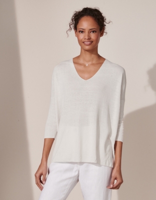 Oversized LinenRich VNeck Jumper Jumpers & Cardigans The White