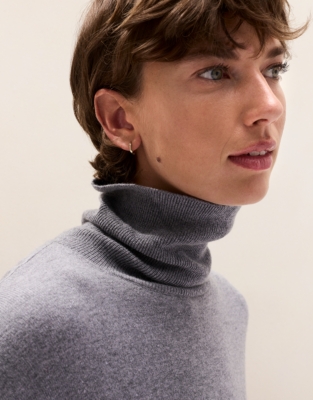 Oversized Longline Funnel Neck Jumper with Cashmere