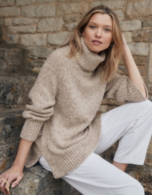 Oversized Roll-Neck Jumper With Silk | Clothing Sale | The White Company UK