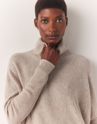 Oversized Roll Neck Jumper with Cashmere Clothing Sale The