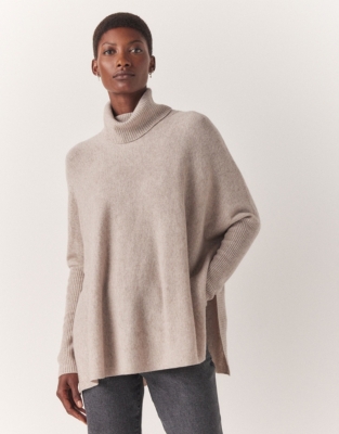 Grey oversized roll store neck jumper