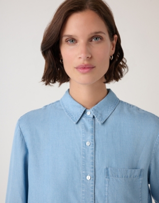 Oversized Shirt with Lyocell TENCEL™ - Pale Denim
