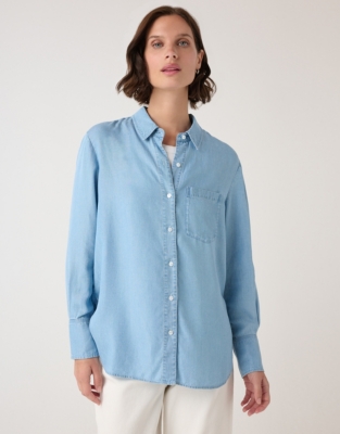 Oversized Shirt with Lyocell TENCEL™ - Pale Denim
