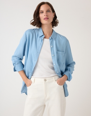 Oversized Shirt with Lyocell TENCEL™ - Pale Denim