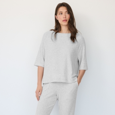 Oversized Short Sleeve Waffle Lounge Pajama Set