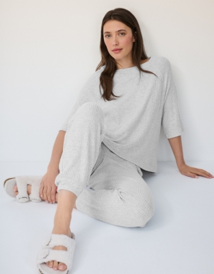 Oversized Short Sleeve Waffle Lounge Pyjama Set