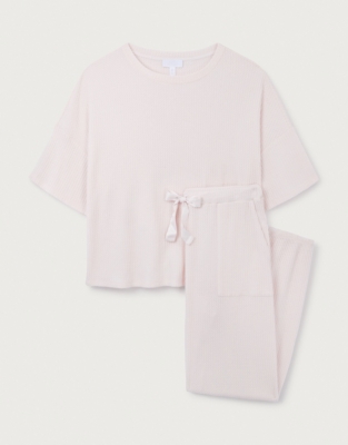 Oversized Short Sleeve Waffle Lounge Pyjama Set