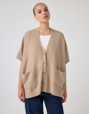 Oversized Sleeveless Cardigan with Organic Cotton