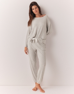 Oversized Waffle Jersey Lounge Pyjama Set | Pyjamas | The White Company UK