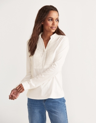 Pintuck Front Jersey Shirt | Clothing Sale | The White Company UK