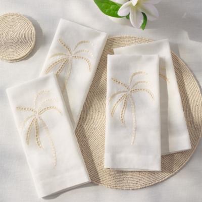 Palm Tree Embroidered Napkin – Set of 4