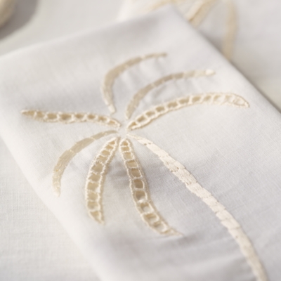 Palm Tree Embroidered Napkin – Set of 4