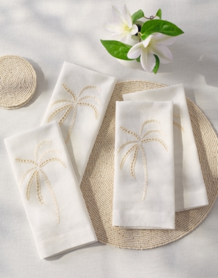 Palm Tree Embroidered Napkin – Set of 4