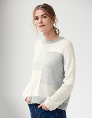 Patchwork Jumper with Cashmere | Clothing Sale | The White Company UK