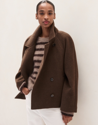 Pea Coat with Funnel Neck