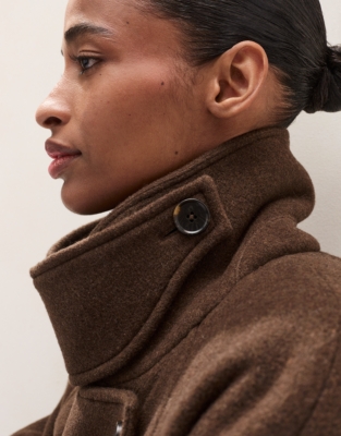 Pea Coat with Funnel Neck