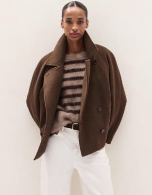 Pea Coat with Funnel Neck