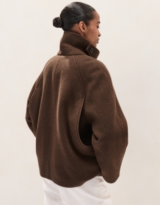Pea Coat with Funnel Neck