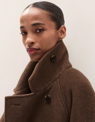 Pea Coat with Funnel Neck