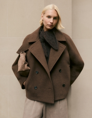 Pea Coat with Funnel Neck