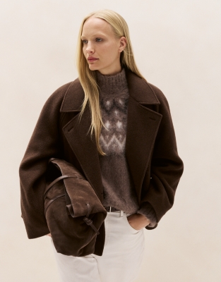 Pea Coat with Funnel Neck