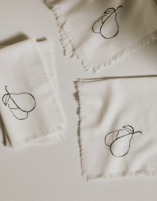 Pear Embroidered Napkins – Set of 4