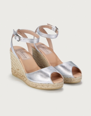 Silver wedge sale espadrilles