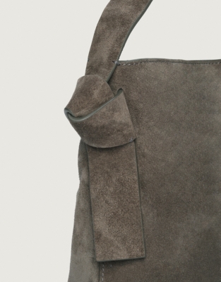 Pembroke Knot Suede Cross Body Bag - Dark Grey