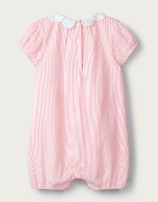 Petal-Collar Seersucker Shortie Romper | Baby Girls' | The White Company UK