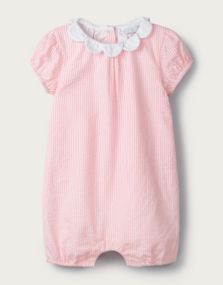 Petal-Collar Seersucker Shortie Romper | Baby Girls' | The White Company UK