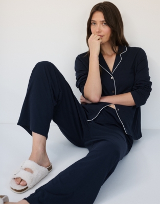 Pima Cotton Classic Piped Pajama Set