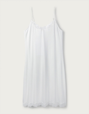 Pin-Dot Lace-Trim Nightie | Nightdresses | The White Company UK