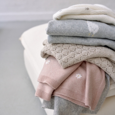 Pink Daisy Embroidered Blanket