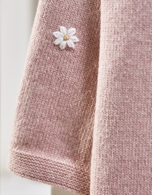 Pink Daisy Embroidered Blanket