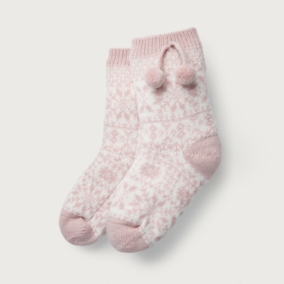 Pink Fair Isle Slipper Socks